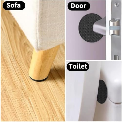 Image of CHUNZEXI Square Rubber Self Adhesive Square Felt Pads Non Skid Floor Protector Furniture Sofa Furniture Chair Balance Pad Noise Insulation Floor Bumper Color: Black - 32 Pcs