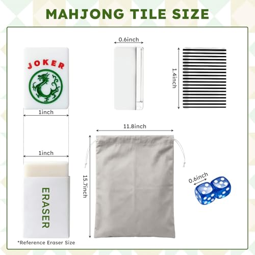American Mahjong Tile Set 166 piezas acrílicas con bolsa miniatura 2