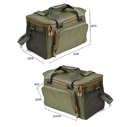 Mochila para equipo de pesca Happyyami verde impermeable con doble cremallera miniatura 3