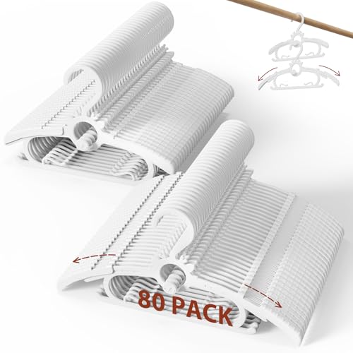 Image of Baby Clothes Hangers 80PCS, 11"-14" Extendable and Stackable Kids Hangers, 45g Ultra-Thick Space Saving Non-Slip Plastic Hanger for Infant, Toddler and Nursery Closet (White-White-80)