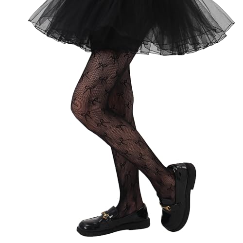 Image of Girls Lace Fishnet Tights Toddler Sheer Patterned Stockings Hollow Dance Pantyhose for Kids Halloween Tights