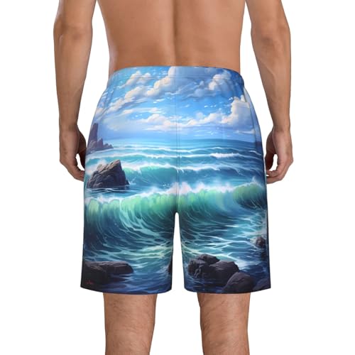Blue Sea Landscape Men's Quick Dry Beach Shorts Swim Trunks with Pockets Board Shorts3
