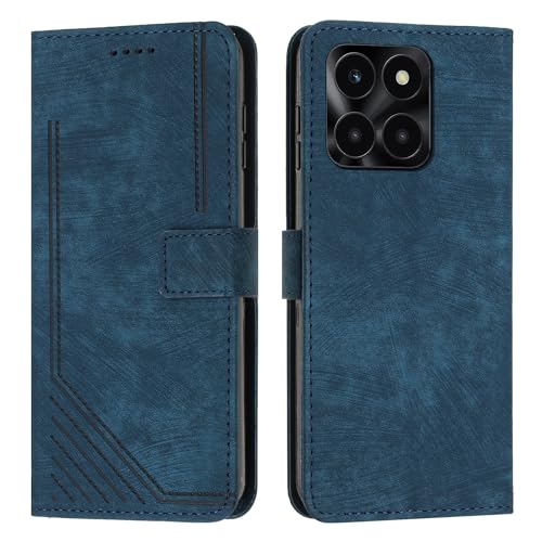 Coque portefeuille Honor X6a rabat de protection bleu