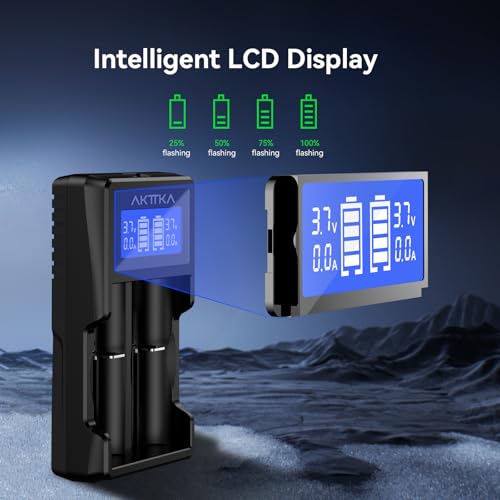 Cargador de baterías Inteligente con Pantalla LCD y Carga rápida de 5V/2A Compatible con baterías Li-Ion 18650/21700/20700/26650 y baterías Ni-MH/Ni-CD AA/AAA/C, con Puerto Type-C - imagen 3