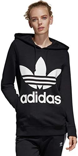 adidas Originals womens Adicolor Trefoil Hoodie Black/White Medium