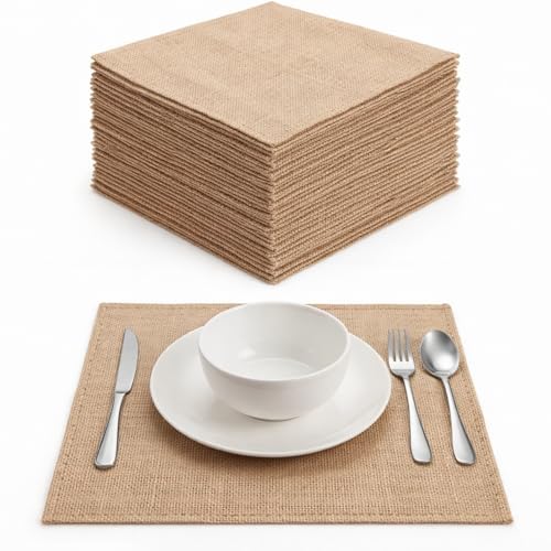 VitalCozy 36 Pcs 10 x 10 Inches Natural Burlap Square