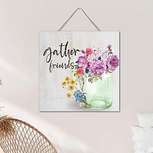 Panneau en bois rustique fleurs déco entrée idée cadeau maison - 6