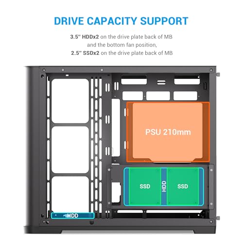 Image of SAMA V60 Mid Tower PC Case, Curved Tempered Glass Panel, 7x120mm ARGB PWM Fans with Fan Hub, USB Type-C, High Airflow ATX PC Case for Case PC Gaming, Back-Connect Ready, 360mm AIO Support - Black