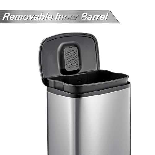 Caneca de basura rectangular de acero inoxidable GarveeHome 50 L miniatura 3