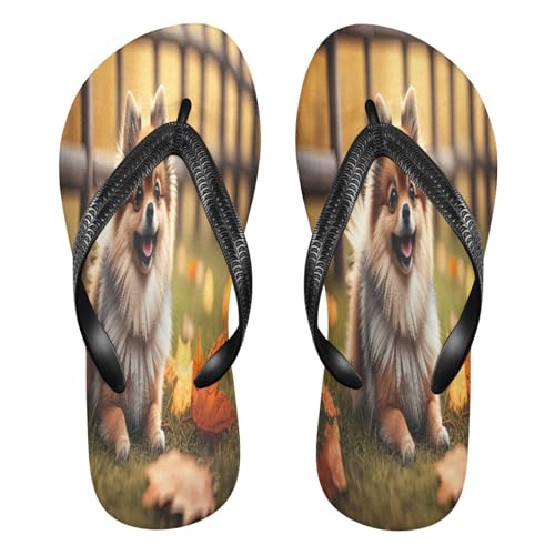 STAYTOP Fluffy Pomeranian Dog Flip Flops Sandals of Men's & Women's,Sandals Beach Slippers Shower Slides