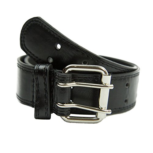 Mario Lorenzi Mens Silver Buckeled Black Belt