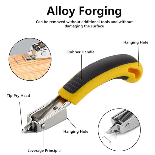Yuannee Klammerentferner,2 PCS Heftklammerentferner Nagelzieher Entferner Heftklammerentferner mit Gummigriffböden Entklammerer Enthefter des Möbelboden-Teppich-Holzkisten-Fotorahmens
