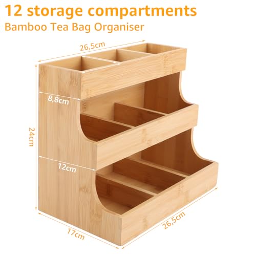 Boîte à thé en bois à 9 compartiments pour un rangement vertical parfait - 3