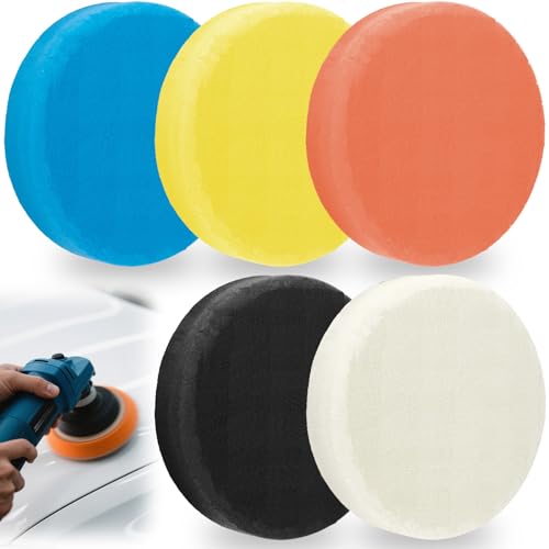 5 PCS 6 Inch Buffing Polishing Pads, Cutting Pads for Polisher, Body Repair Buffing Sponge Pad Kit for 6 Inch...