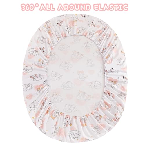 Yibeizi Cat Twin Sheets Set For Girls, Kids Cute Pink Heart Bedsheets Microfiber Deep Pocket Bed Sheet & Pillowcase Sets 3 Pieces thumb #3