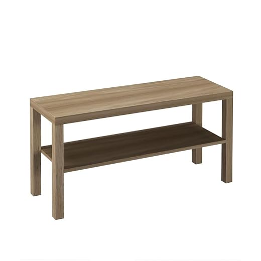 URBNLIVING 2 Tier TV Bench Entertainment Media Stand Cabinet Wooden Storage Display Unit Center Shelf, Modern TV Console Table for Living Room Bedroom - Oak, H45cm x W90cm x D30cm