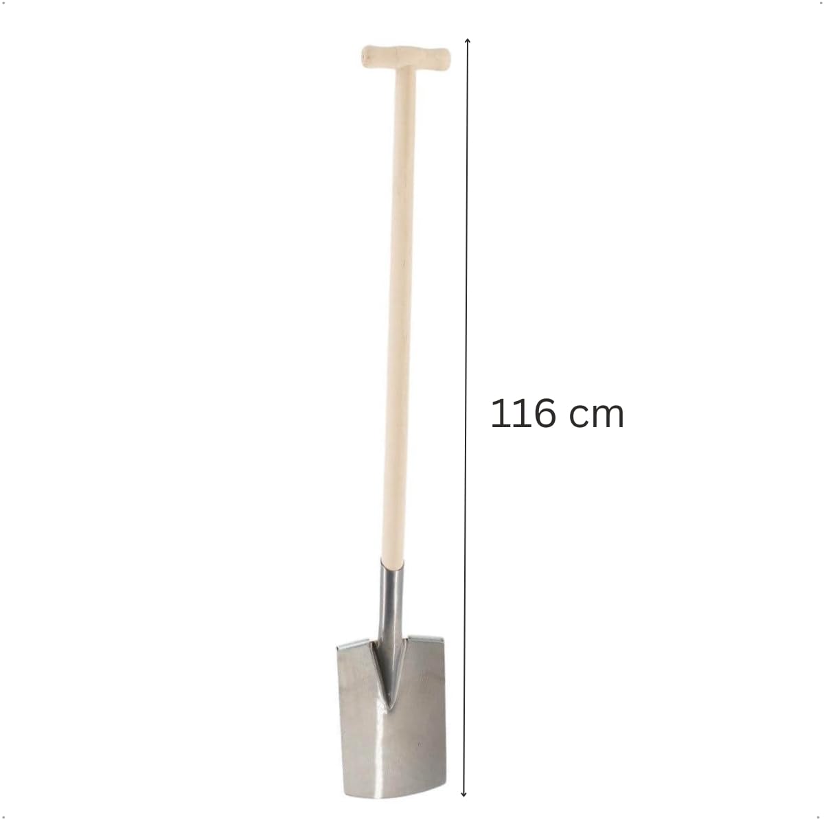 Rekord Gärtnerspaten (Stahl, poliert) mit T-Stiel aus Buchenholz, Gesamtlänge: ca. 116 cm, Maße Spatenkopf: 28x17 cm, Spaten, Gartenspaten, Kantenspaten