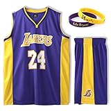 Pateacd Basketball Trikot Basketball ärmellose Anzug Kinder Erwachsene Weiß Schwarz Lila Gelb T-Shirt Weste + Shorts, Jugendlich Sweatshirt,Lila,XL(165~170cm)