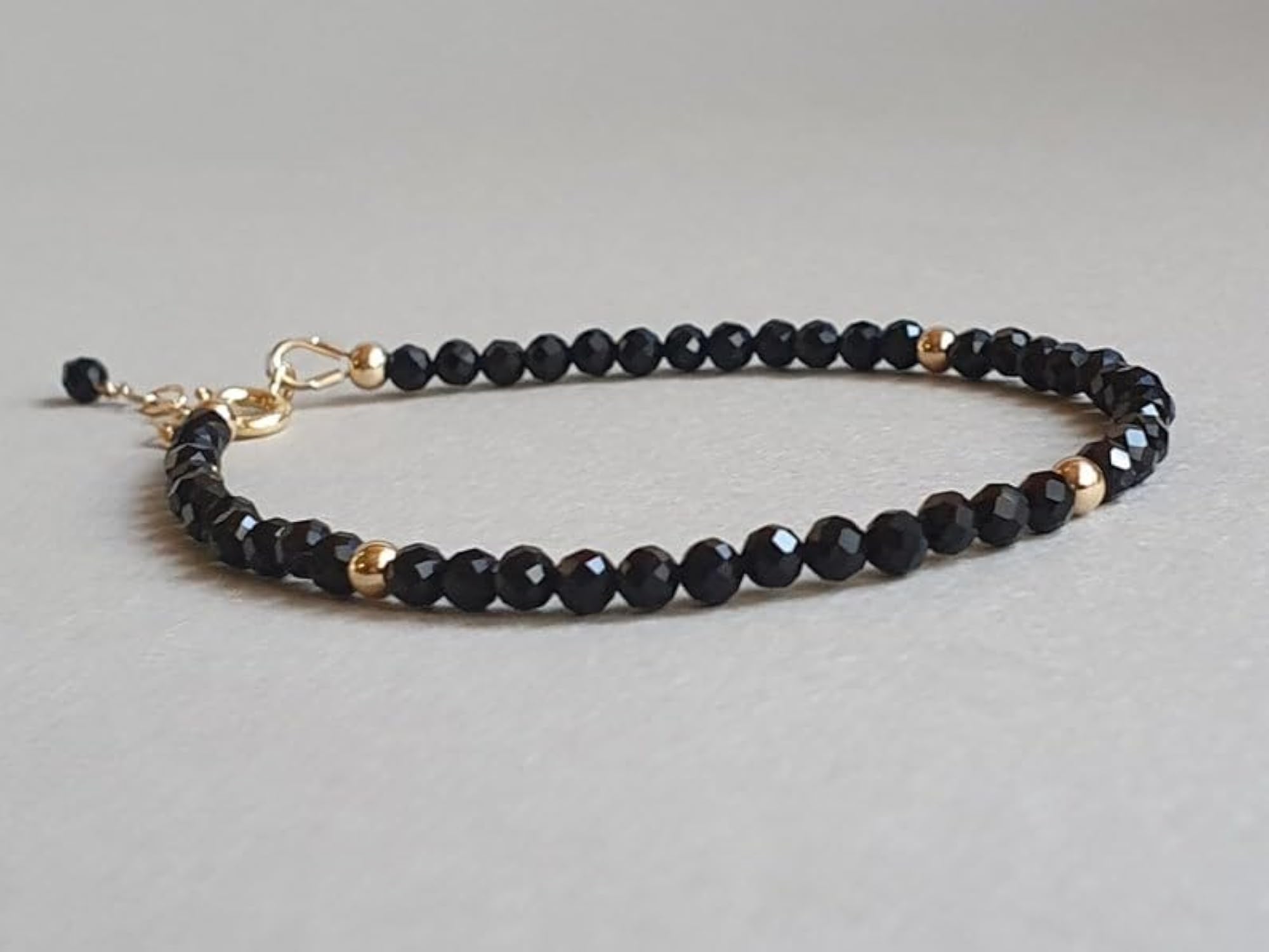 Black Onyx Healing Bracelet, Adjustable Black Beads for Men & Women