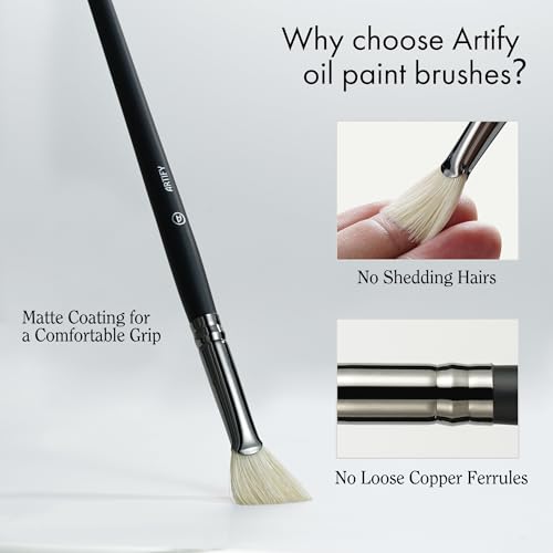 Image of ARTIFY 11 Pcs Hog Bristle Paint Brushes for Oil, Acrylic & Gouache | Natural hog bristle oil brushes for impasto, glazing, and color blocking techniques