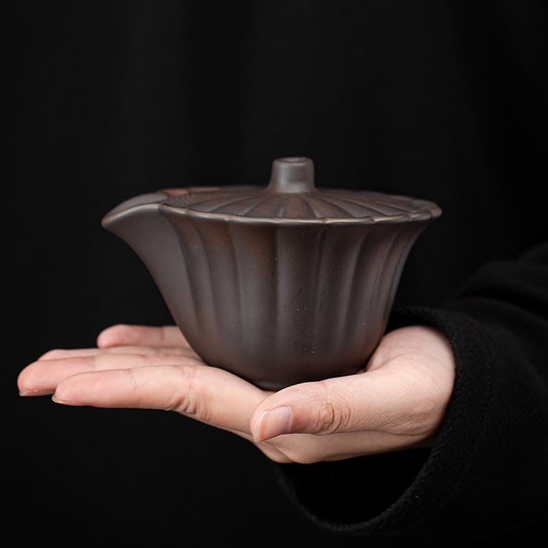 Ceramiczny dzbanek, ręcznie rzeźbiony ceramiczny czajniczek w kształcie płatka, chiński zestaw do herbaty Gaiwan Kung Fu, zaparzacz do herbaty Pu'er