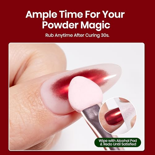 Image of Beetles Gel Top Coat for Chrome Nail Powder, 15ml Chrome Top Coat,15ml Matte Top Coat with Red Green Mirror Chrome Powder Shiny Gloss No Wipe Long Lasting Soak Off Nail Lamp for Nails Art