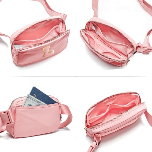 Gitus Customizable Gifts for Girls Age 6-8 8-10 Belt Bag Fanny Pack with Initial for Girls Birthday Gifts for Teenager Girls Teen Girl Gifts Trendy Stuff (Light Pink-L)