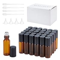 MEETOOT 3er Set Rollerflaschen Aus Glas – 30 Ml, Bernsteinfarben Mit Schwarzer Kappe Für ätherische Öle & Parfüm