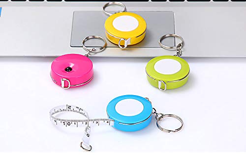 Jhere Dual Sided Tape Measure 60-Inch 1.5 Meter Soft And Retractable Tape Measure With Keychain For Tailor Sewing Body Measure Tape - 4 Pack, Blue, Green, Rose, Yellow #TOP6