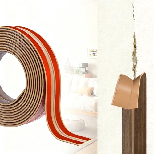 Moldura Decorativas Autoadhesiva para Esquinas 3 Metros, Protector de Bordes Flexible PVC 2cm Madera Marrón, Decorativo para Protección de Pared, Techos y Muebles