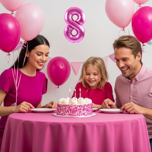 Image of TONIFUL 2 Set Hot Pink Number Balloons 16 Inch 0-9 Mylar Foil Balloons 20 Pcs Rose Red Small Custom Digital Ballons for Girls Birthday Bachelorette Bridal Baby Shower Decorations