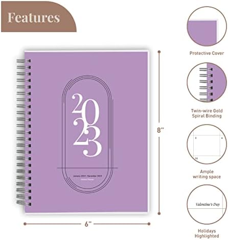 Rileys 2023 Weekly Planner - Annual Weekly & Monthly Agenda Planner, Jan - Dec 2023, Flexible Cover, Notes Pages, Twin-Wire Binding (20 x 15 cm, Violet)