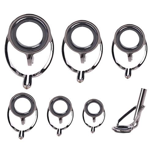 staol 7Pcs Mixed Size Fishing Top Rings Rod Repair Kit Line Guides Eyes Sets Fishing Rod Holders for Garage