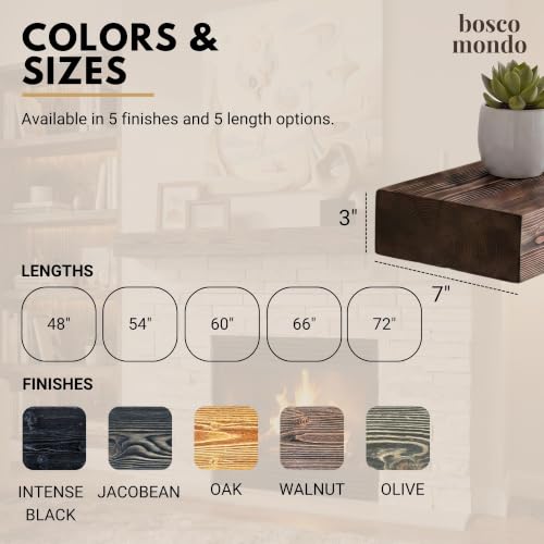 BoscoMondo Solid Wood Fireplace Mantel Shelf, Floating Mantle for Living Room, Farmhouse Rustic Wood Mantel, Easy Wall Mount with Heavy-Duty Metal Bracket (54", Jacobean) by BoscoMondo - Image 7