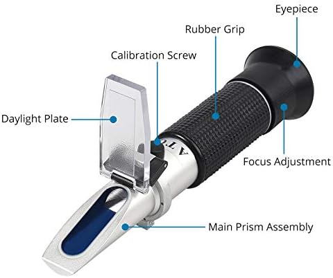 Proster Brix Refractometer with ATC Brix 0-32% with 3 Pipette Portable Hand Held Refractometer for Sugar Content Test of Sugar Food Honey Fruit Beverages etc