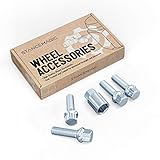 4pcs Locking Silver Lug Bolts 12x1.5 (40mm Shank Length, Ball Seat) Includes Socket Key For many Mercedes Benz (Check Description for exact years) - C230 C240 C280 C320 E320 E420 E430 AMG SLK CLK