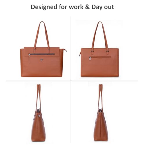 Image of Premium Women's Laptop Tote Bag | Handcrafted Leatherette Shoulder Handbag | 2 Pocket Stylish Office & Casual Carry Bag