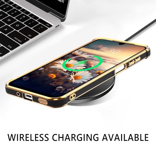 Image of GUAGUA Compatible with Samsung Galaxy A17 5G Case 6.7 Inch Slim Soft TPU Cover with Cute Heart Pattern for Women Girls Men Luxury Electroplated Shockproof Protective Case for Samsung A17 5G, Black