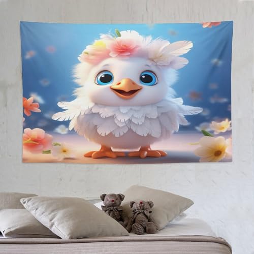 Tapisserie murale poulet mignon imprimée en 3D 150x230cm pour deco