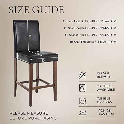Image of SearchI Bar Stool Covers Set of 2, Stretch Washable Barstool Seat Covers, Counter Height Chair Covers for Kitchen Dining Room Cafe (Grey Leaf)