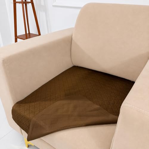 Image of Homerz Premium 'Surya Series' Sofa Cover | Stylish Sofa Protector | Net Fabric | Anti-Stain & Washable Slip Cover Exact Size Antislip (New Jerry Brown, 1 Seater, Only Seat Cover)
