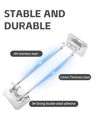 Image of RV Shower Corner Storage Bar - Adjustable 7-13 Inch Stainless Steel Rod, Camper Bathroom Caddy Storage Organizer, RV Bathroom Organization Bar Shower Corner Shelf RV Accessories (2 Pack)
