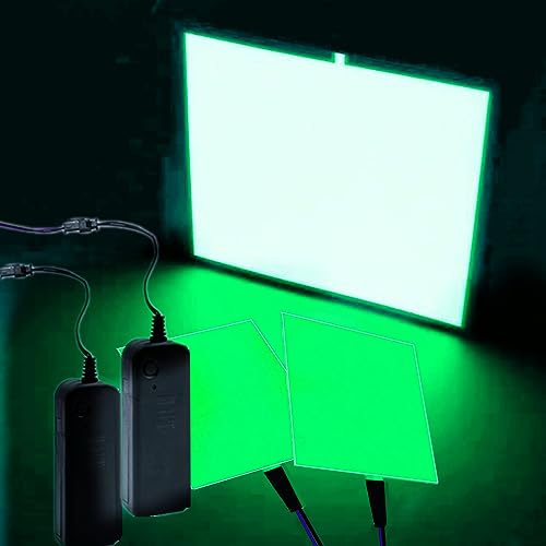 Image of Ourbest El Sheet Panel Light 2Pcs - Paper Electroluminescent Cuttable Mask Eye Lighting DIY Cosplay Party Decoration Continuous /Strobe (10x10CM Green)