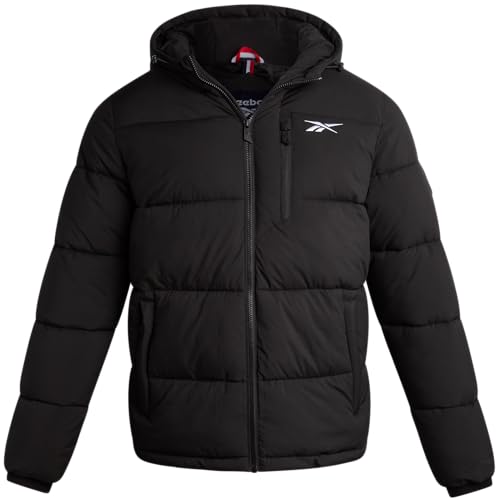 Reebok Mens Jacket - Weather Resistant Winter Jackets for Men Quilted Warm Coat Puffer Jacket with Hood and Pockets