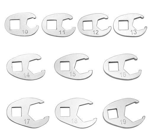 QWORK® 10 Pezzi Chiave a Zampa di Gallina, Set di Chiavi Aperte 3/8'', Chiave 10-19 mm