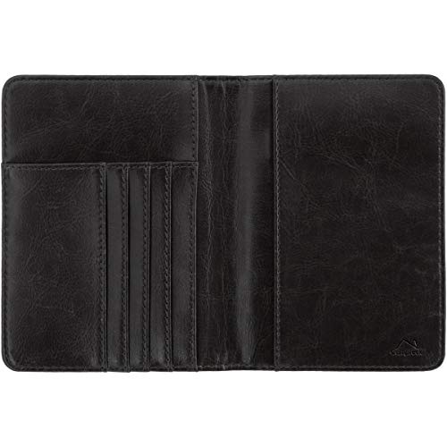 CampTeck U6886 Funda Pasaporte Cuero PU, Portadocumentos Viaje RFID - Resistente al Agua  para Tarjetas Bancarias, Documentos de Identidad, Licencia de Conducir, Dinero, Boletos - Negro