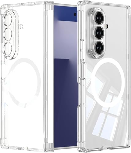 Image of Kapa Clear Airbag with Hinge Protection Compatible with Magsafe Back Case for Samsung Galaxy Z Fold7 / Z Fold 7 | Transparent Shockproof Slim Hard Protective Cover (Clear)