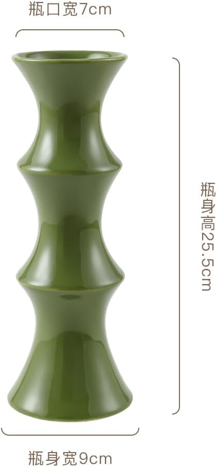 Wnvivi Green Modern Ceramic Plant Vase for Home Decor, Small Bud Vase, Living Room Bedroom Office Decor (L)