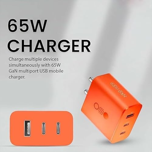 Image of CMF 65W GaN Charger Adapter Super Fast Charging Compatible with Nothing Phone 3, 3a,2a / CMF Phone 1 /2 Pro, iPhone 15,16,17,Samsung S25,S24, Pixel, Orange