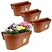 Produktbild 4X Geländerkasten Balkon mit Wasserspeicher Blumentopf Zaun Blumenkasten Geländer Balkontopf Balkonkasten Terracotta 49 x 21 x 23 (H) cm Außenbereich